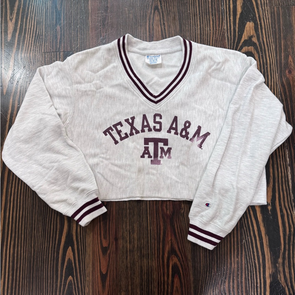 Champion Women's Texas A&M V-Neck Sweatshirt Vintage